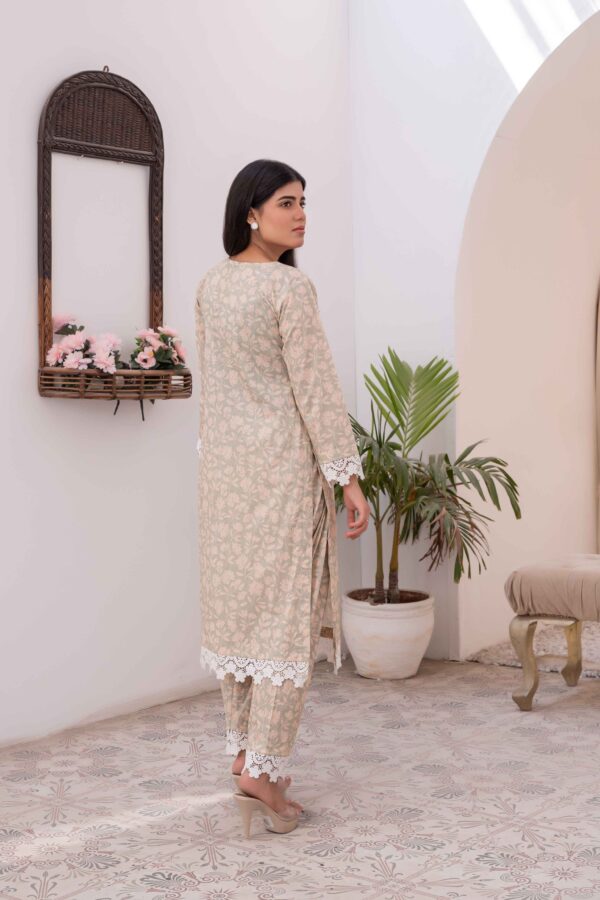 Light Green – Printed Lawn 2-Piece with Embroidered Lace Neck line - Image 5