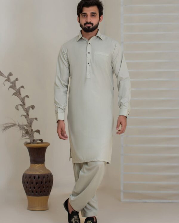 GREEN Light Green Wash & Wear Kameez Shalwar – Timeless Elegance & Comfort - Image 2