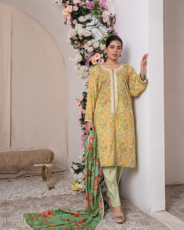 Premium Lawn Neck Embroidery with 4-Side Luxury Lace Dupatta