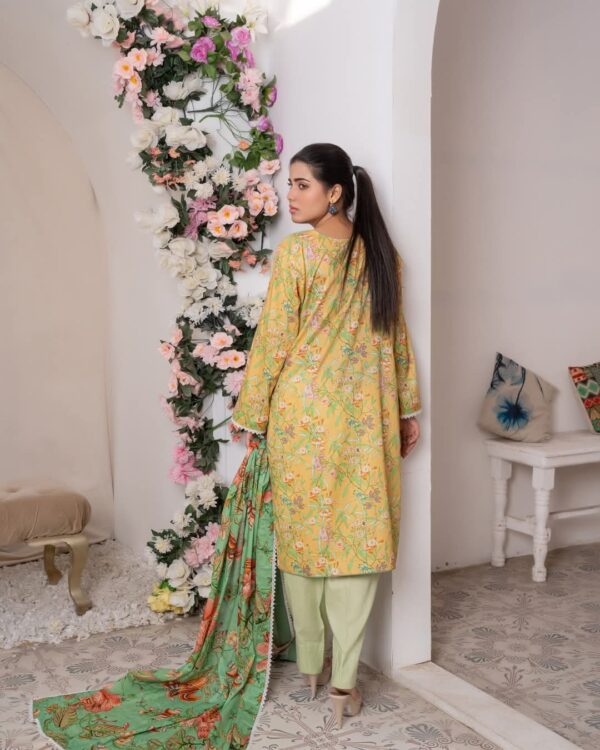 Premium Lawn Neck Embroidery with 4-Side Luxury Lace Dupatta - Image 2